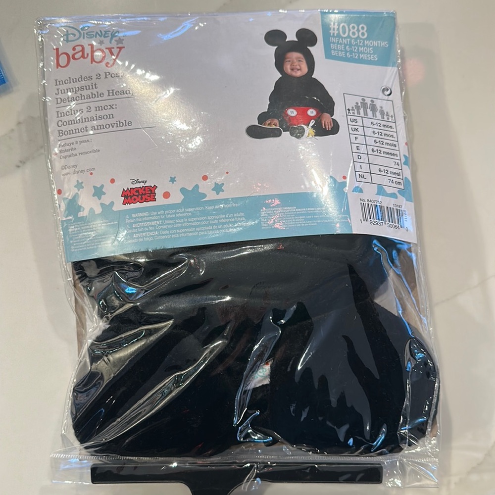 Disney infant 6-12 month Mickey costume